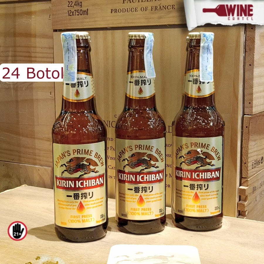 BIR Kirin Ichiban Japanese Beer Bir 330ml bottle x24 JEPANG
