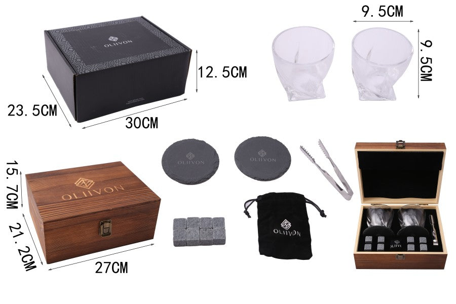 SET Gift Box Glass Premium OLIIVON 2 Twist Gelas Set Elegant