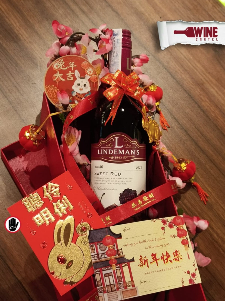 Chinese New Year Imlek Hampers Gift Set Lindemans Bin 46 Sweet Red AUSTRALIA