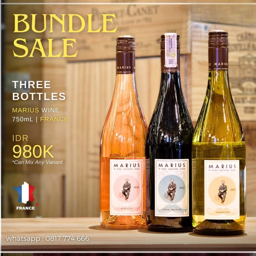 PROMO BUNDLING Marius Wine Rose White Red 3 BOTTLE Bundle 750mL FRANCE