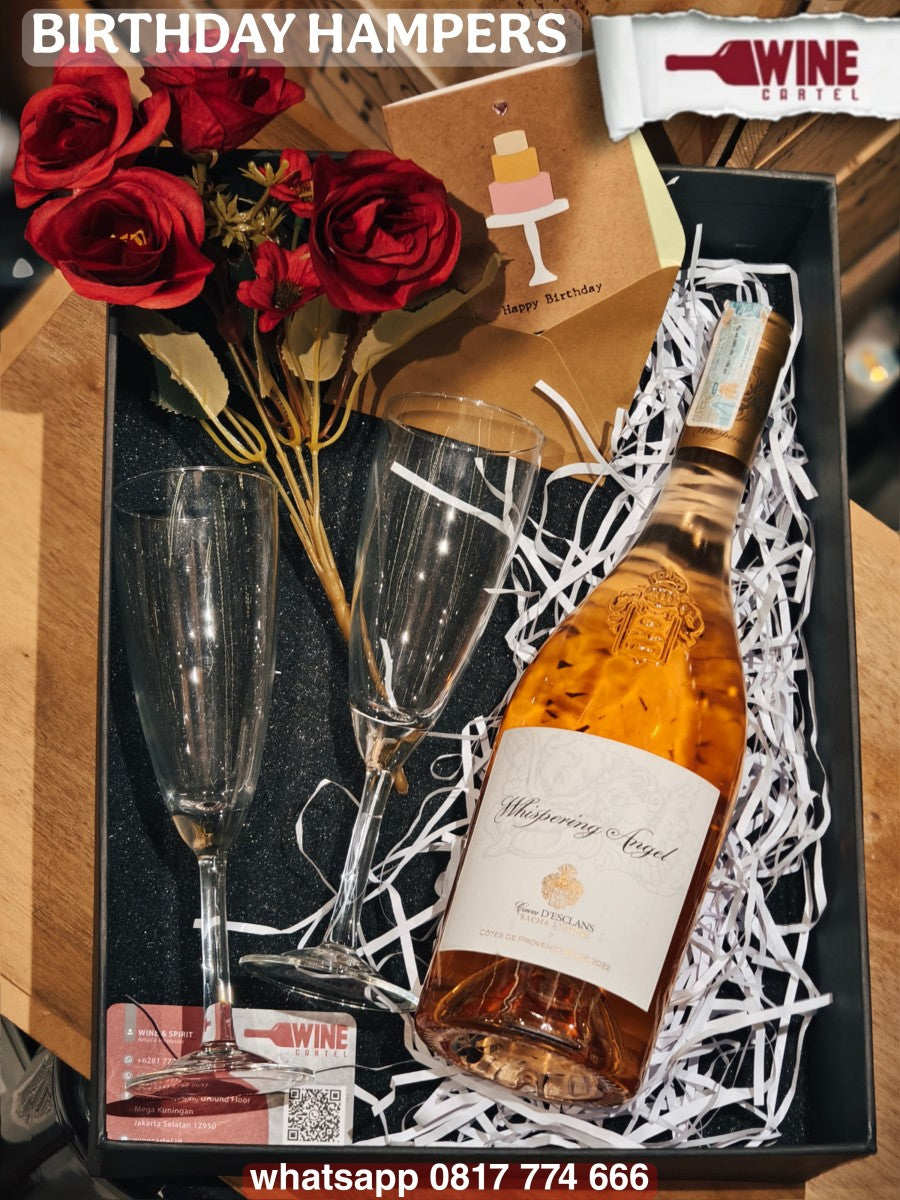 GIFT BIRTHDAY HAMPERS KADO ULANG TAHUN ROSE WINE Chateau D Esclans Whispering Angel Rose 750mL FRANCE