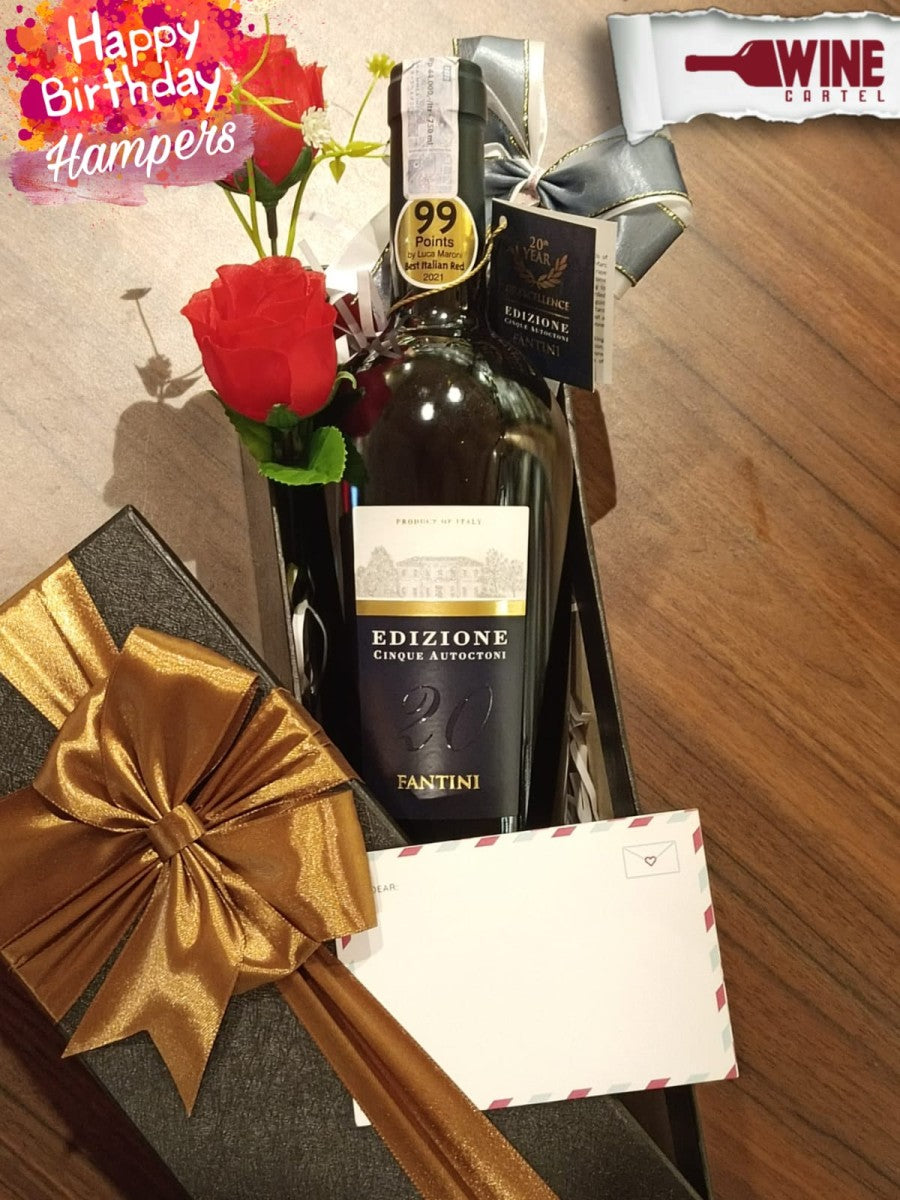 HAMPERS BIRTHDAY RED WINE Edizione Cinque Autoctoni Fantini Italy SET ITALY