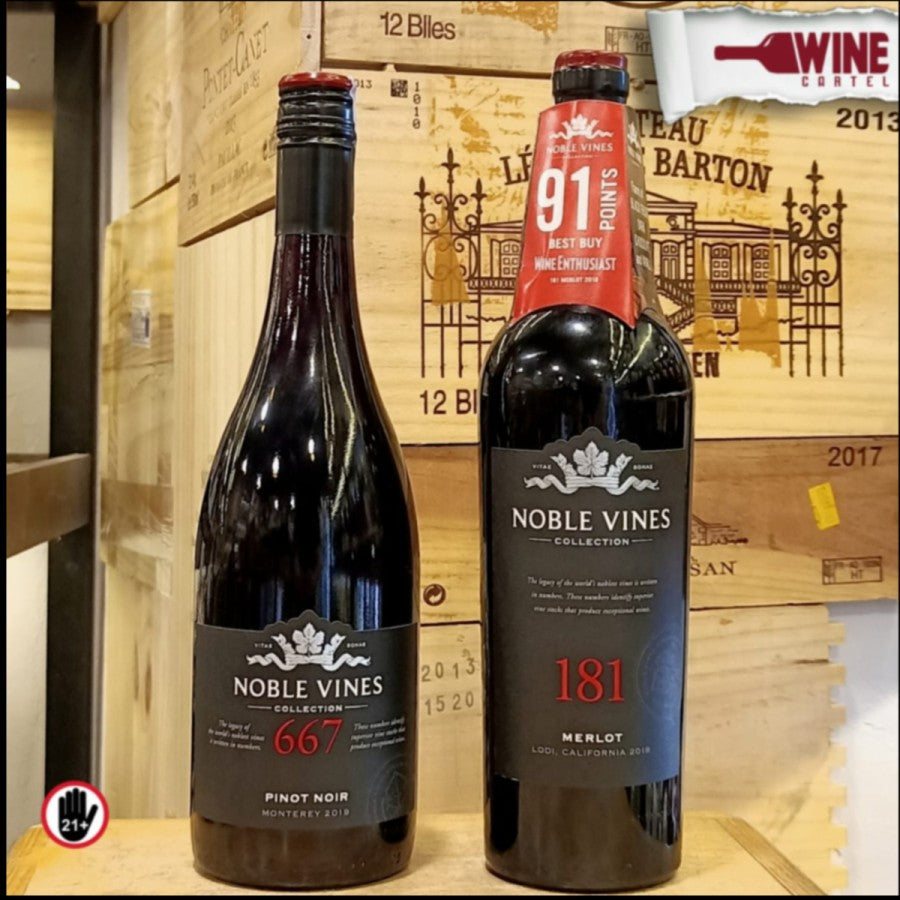 RED WINE Noble Vines 667 Pinot Noir - Noble Vines 181 Merlot 750mL UNITED STATES
