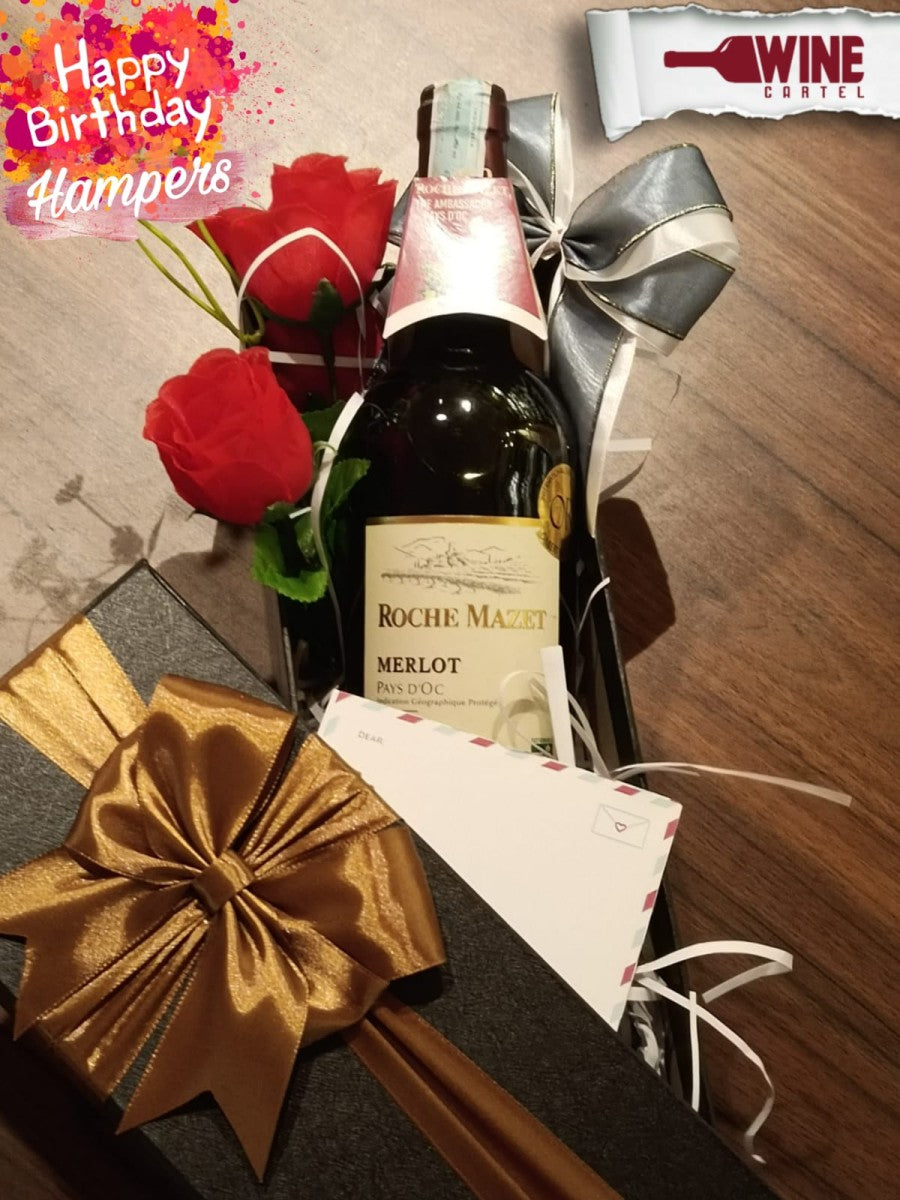 HAMPERS BIRTHDAY Roche Mazet - Merlot 750ml Gift Hamper Kado Wine FRANCE