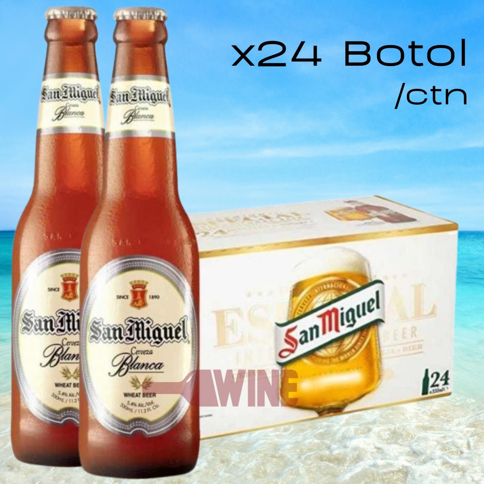 x24 Botol San Miguel Cerveza Blanca San Mig Wheat Beer Bir Botol 330mL / CTN (24 Bottle)