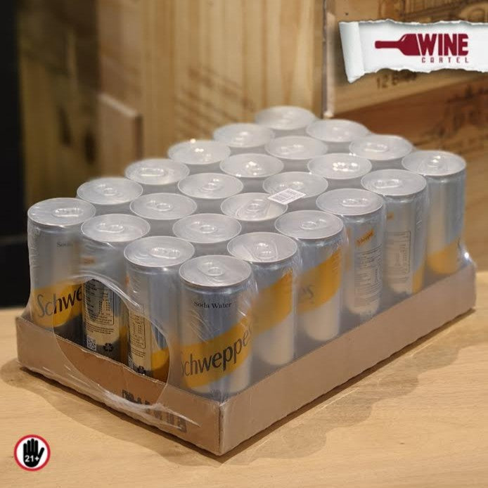 1 Krat CTN Schweppes Soda Water 250mL Can Kaleng x24