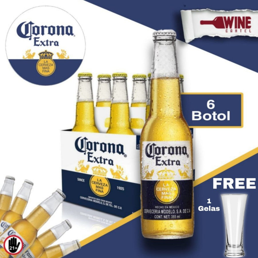 BIR Corona Extra Mexican Beer Pint Beer 355mL X 6 Botol MEXICO