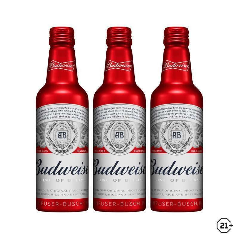 BIR BEER BUDWEISER Alumunium Bottle Beer 355mL x3 Bottle US