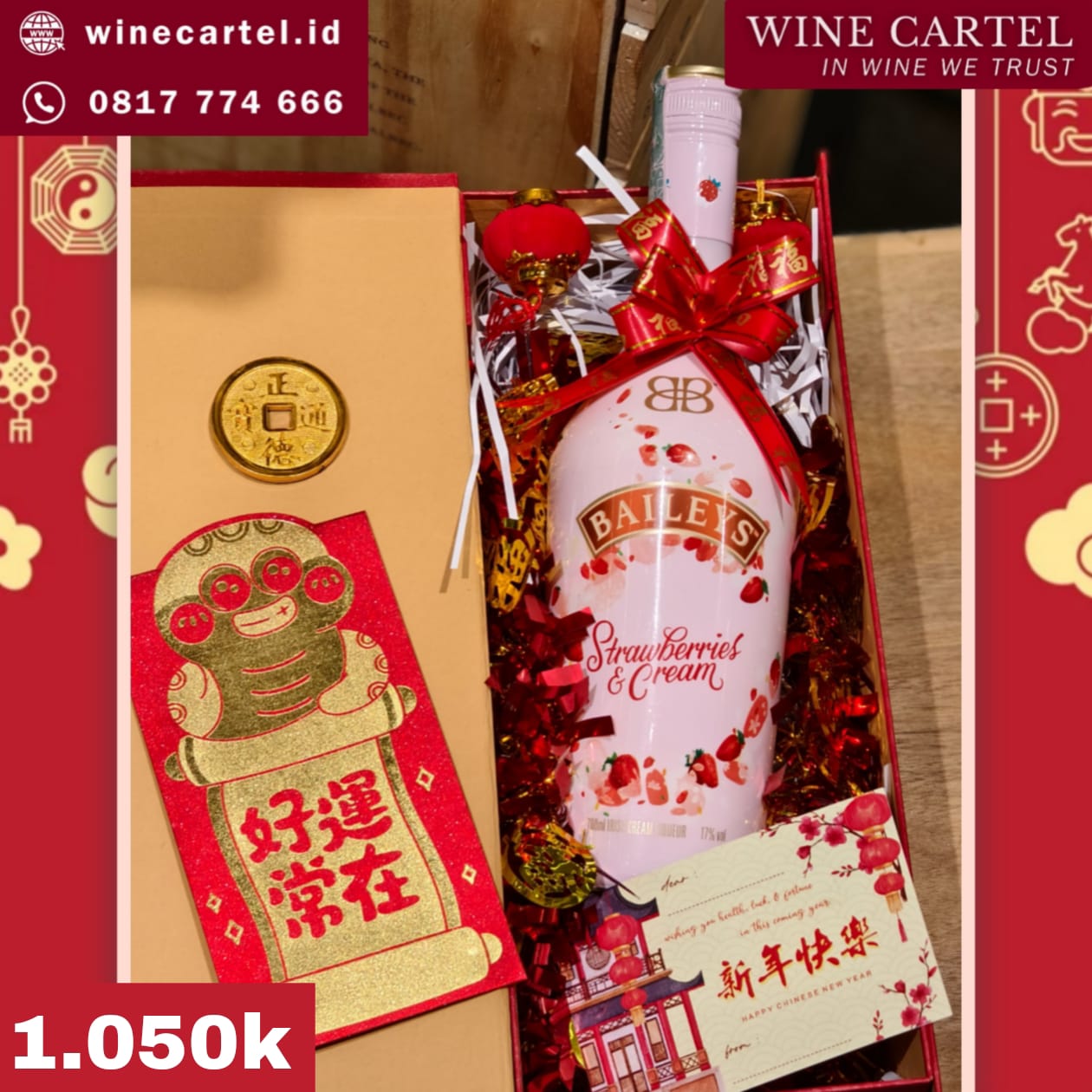 HAMPERS BAILEYS STRAWBERRY & CREAM Chinese New Year Hadiah Kado Imlek SET BOX Gift