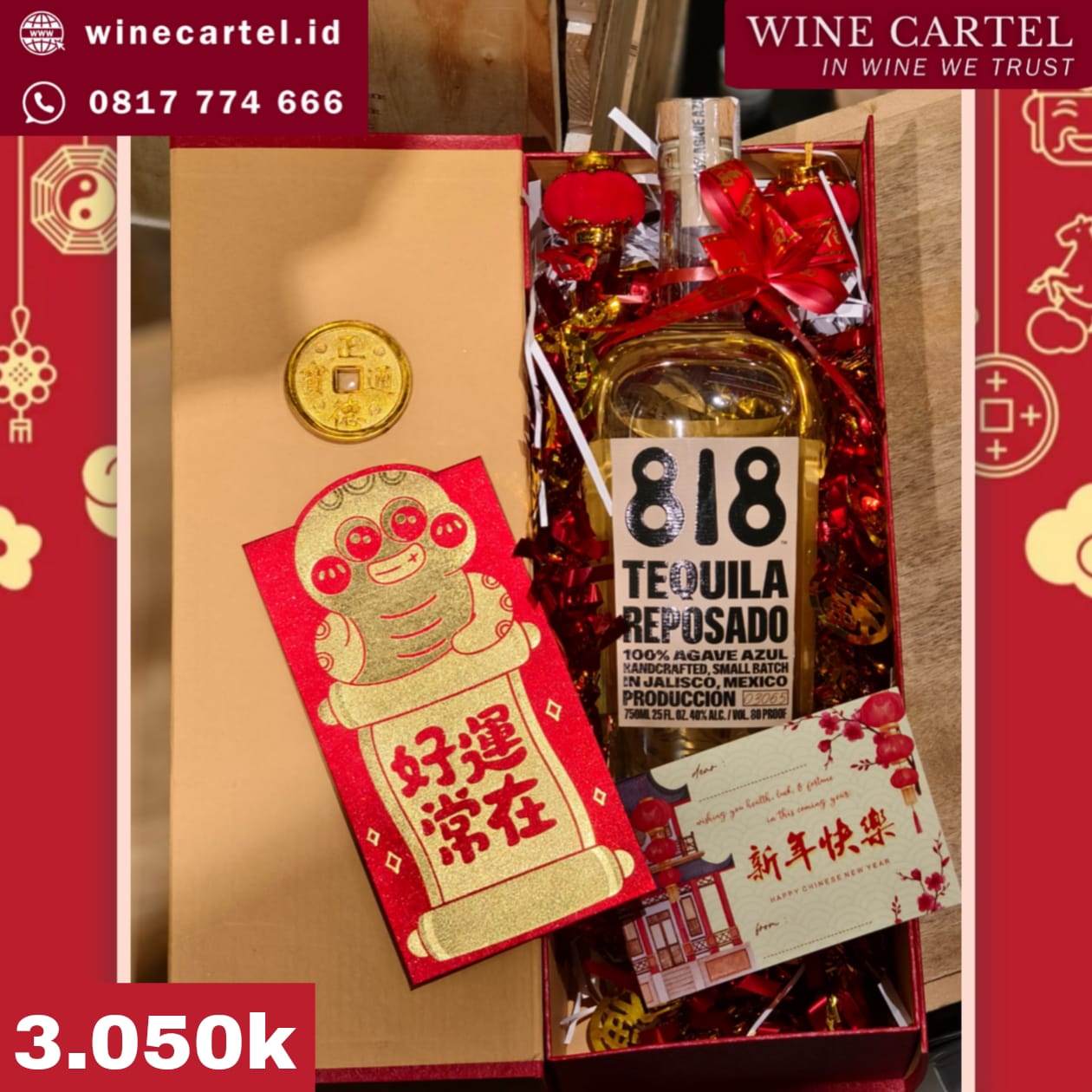 HAMPERS TEQUILA 818 REPOSADO CNY Chinese New Year Hadiah Kado Imlek SET BOX Gift