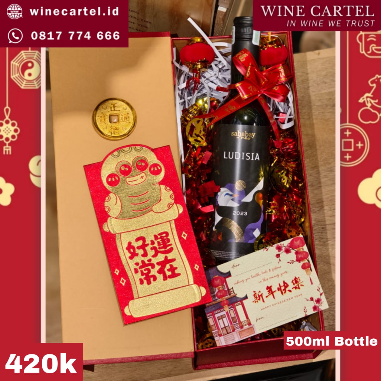 HAMPERS SWEET RED WINE SABABAY LUDISIA 500ML Chinese New Year Hadiah Kado Imlek SET BOX Gift
