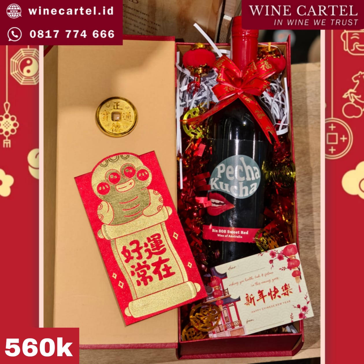 HAMPERS SWEET RED WINE PECHA KUCHA BIN 808 CNY Chinese New Year Hadiah Kado Imlek SET BOX Gift