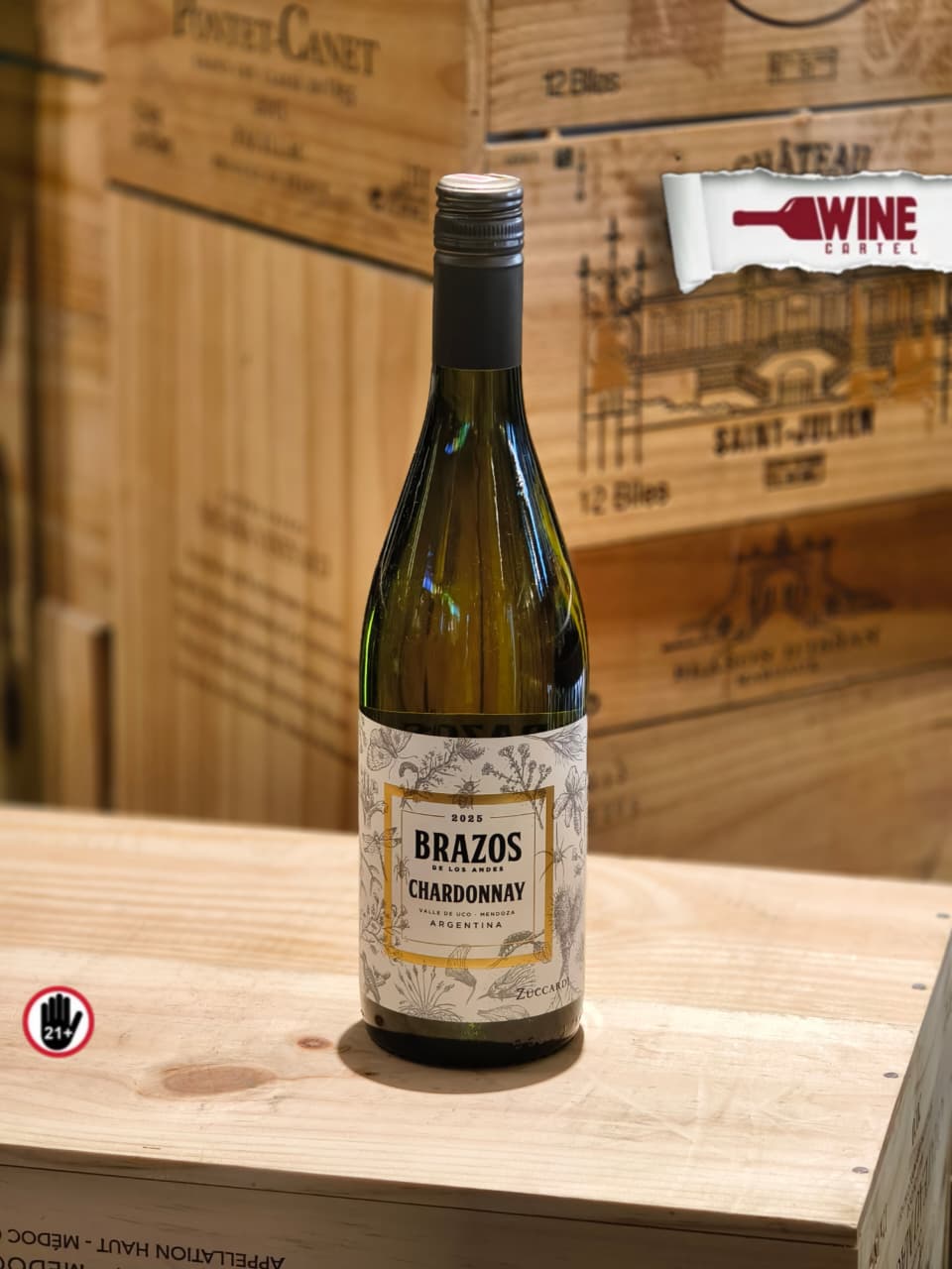 WHITE WINE BRAZOS De Los Andes CHARDONNAY Mendoza 750mL ARGENTINA
