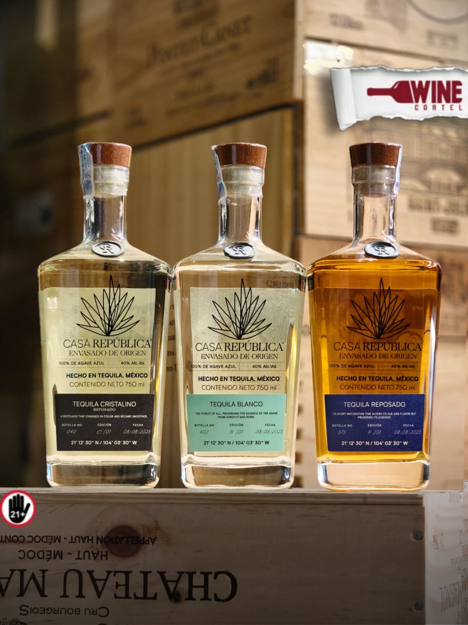 TEQUILA Casa Republica Envasado De Origen Agave Azul | CRISTALINO | BLANCO | REPOSADO | 750mL MEXICO