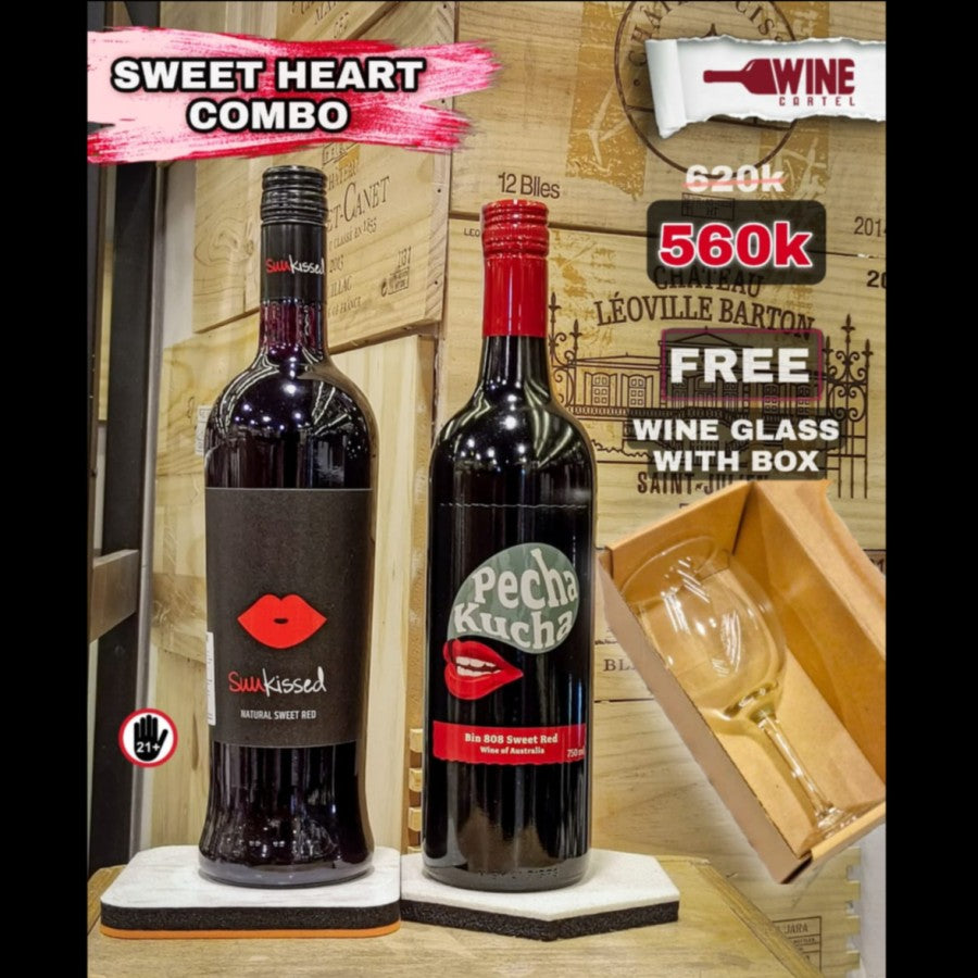 SWEET HEART COMBO Sunkissed & Pecha Kucha Sweet 750mL FREE WINE GLASS SOUTH AFRICA