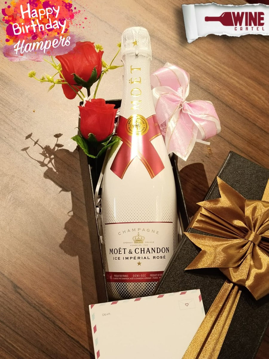 Happy Birthday Party Gift CHAMPAGNE Moet & Chandon ICE IMPERIAL ROSE FRANCE