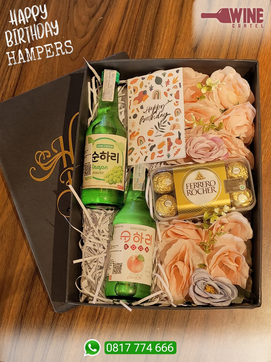 SPECIAL BIRTHDAY HAMPERS 2 Botol SOJU Chumchurum SET BOX KOREA