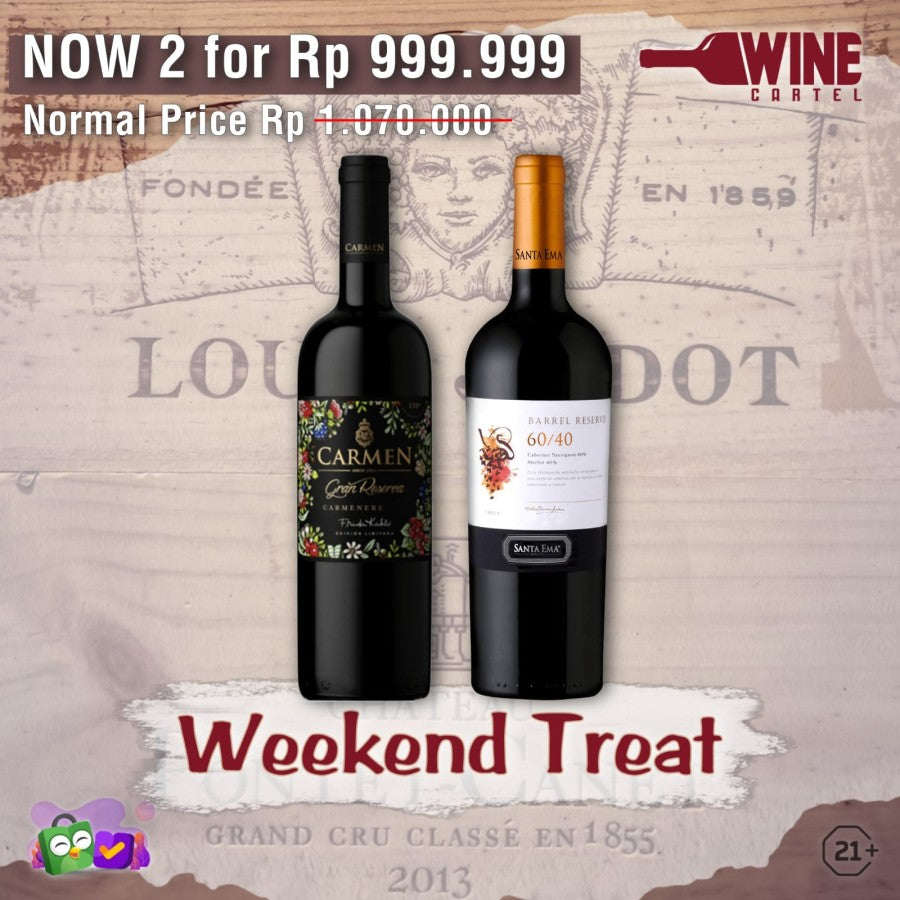 WEEKEND TREAT Carmen Gran Reserva & Santa Ema 60/40 Red Wine 2 FOR 999 CHILE