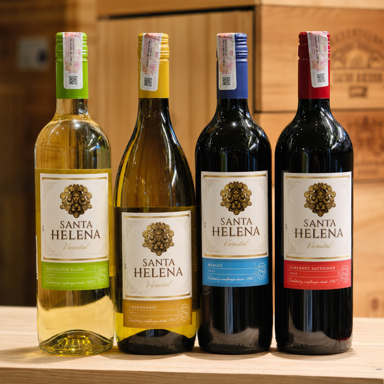 SANTA HELENA Varietal | Sauvignon Blanc - Chardonnay - Merlot - Cabernet Sauvignon | 750mL CHILE